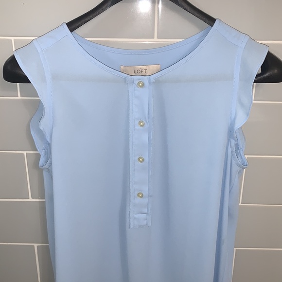 Pale Blue Flutter Sleeve LOFT Blouse - Picture 3 of 14